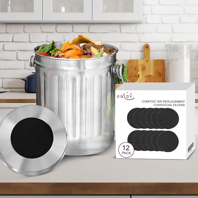 6.5 Inch Kitchen Compost Bin Filters Charcoal Replacement, ENLOY 12 Pack - Image 7