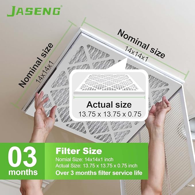 JASENG14x14x1 Air Filters, MERV 8 Pleated HVAC Furnace Filters - Image 3