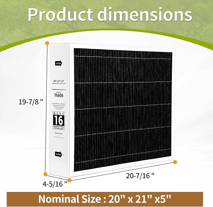 Upgrade Y6606 MERV 16 Filter 20x21x5, Compatible - Image 2