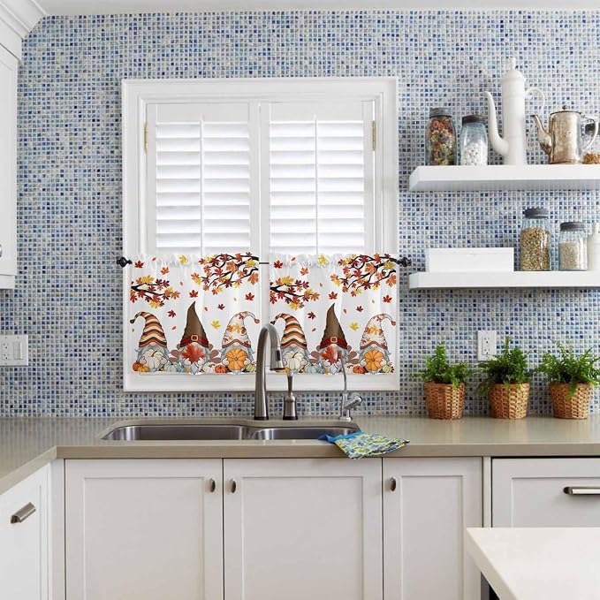Fall Kitchen Curtain Set, Light Filtering Short Curtains Valance - Image 6