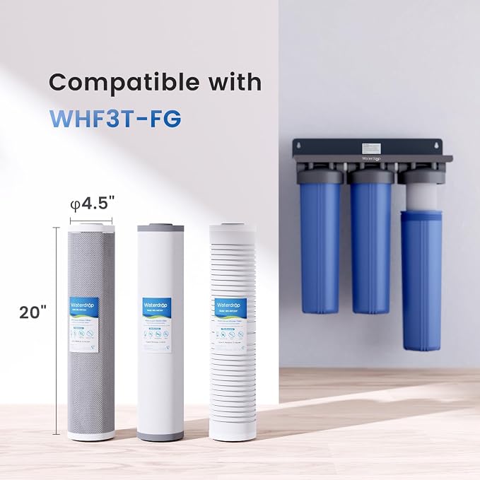 Waterdrop Whole House Water Filter, Carbon Filter, Replacement for, Any 20" x - Image 2