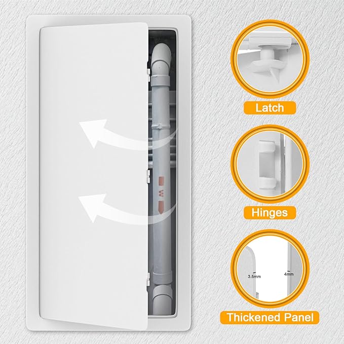 Suteck Plumbing Access Panel for Drywall Ceiling 14 x 29 Inch Reinforced Plastic Wall Access Doors Removable Hinged White
