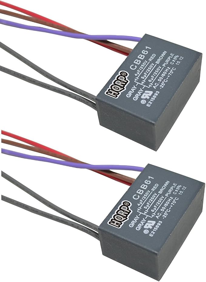 HQRP 2-Pack Ceiling Fan Capacitor CBB61 4uf+5uf+6uf 5-Wire UL Listed by HQRP