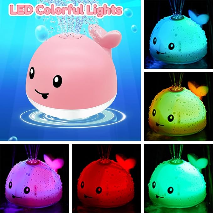 Baby Bath Toys 6-12 Months - Rechargeable Toddla Whale Bath Toys Sprinkler Light Up Pool Bathtub Tub Toys for Toddlers Infants Kids Ages 1-3 2-4 3-5 Spray Water Baby Easter Birthday Shower Gifts