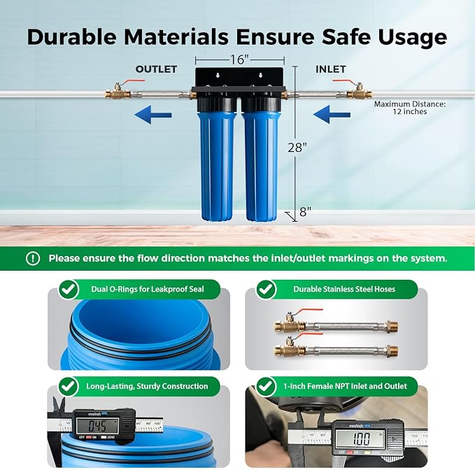 iSpring WGB22B+AHPF12MNPT16X2 2-Stage Whole House Water Filter System, Sediment - Image 5