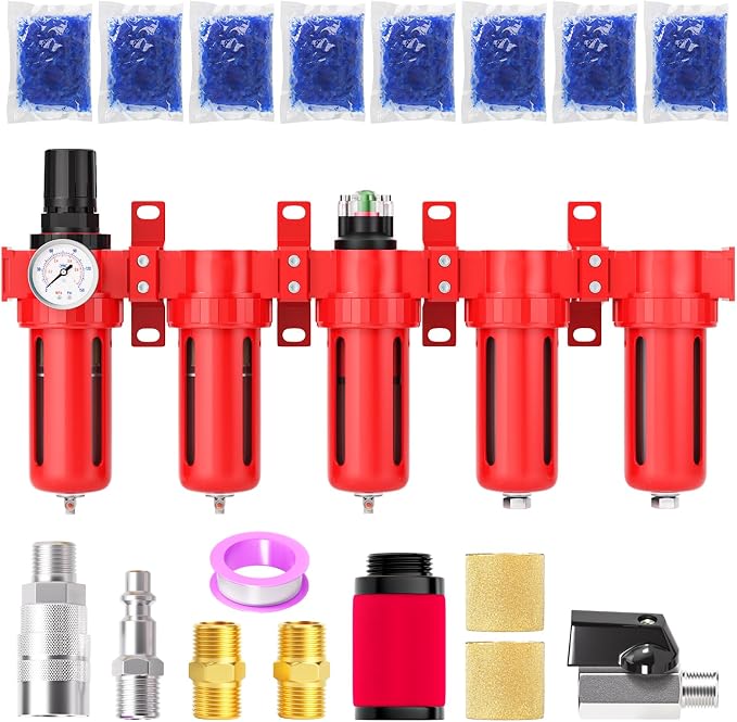 1/2" NPT Industrial Grade 5 Stage Aluminum Air Drying System, Double Coalescing by MEANLIN