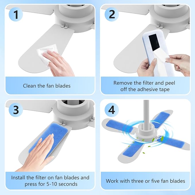 30 Pack Ceiling Fan Filters, Easy-Stick Universal Air Filter - Image 7