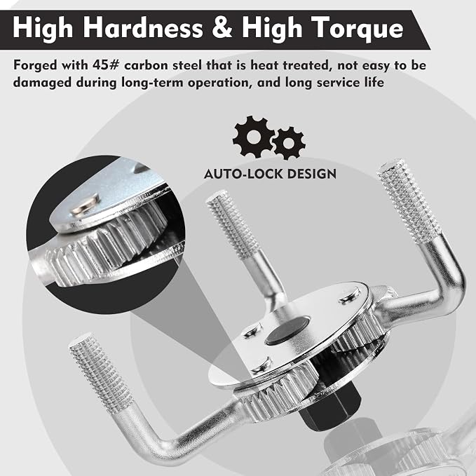 WORKPRO Adjustable Oil Filter Wrench, Universal 3"–5-1/2" Heavy Duty 3-Jaw Oil - Image 5