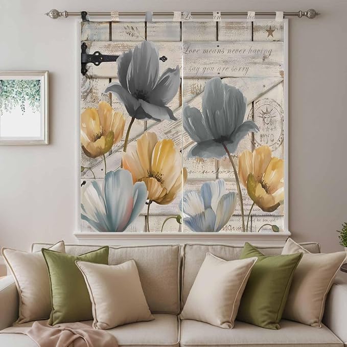 Spring Tulips Flower Bedroom Curtains 72 Inch Length, Window Curtains Tab Top - Image 9