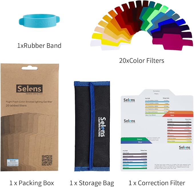 Selens Universal Flash Gels Lighting Filter SE-CG20-20 pcs Combination Kits - Image 6