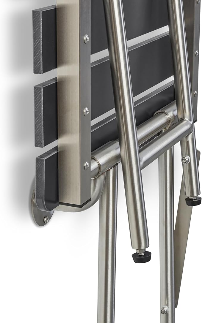 28-inch x 15-inch ADA Bariatric Folding Wall Mount Bathroom Shower Seat Bench with Legs, Black Slatted Phenolic Seat