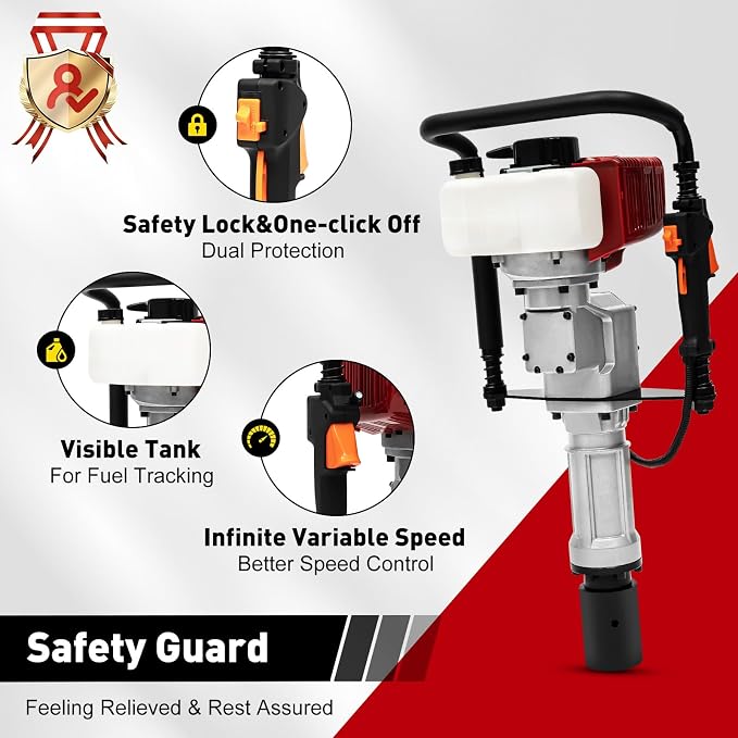 Gas Powered T-Post Driver, 1900W 52CC T Post Pounder Driver Heavy Duty Gasoline - Image 8