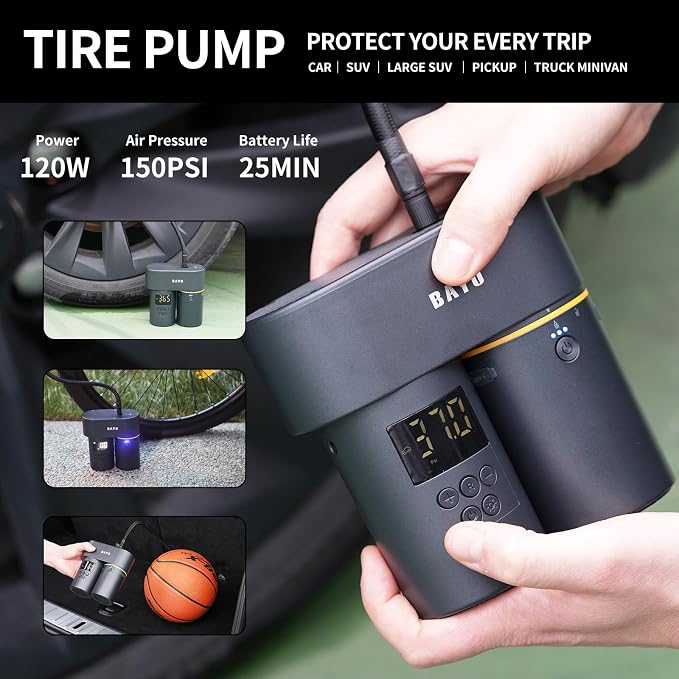 BAYU 3 in 1 Car Smart Kit, 8000PA Car Vacuum Cleaner, 200PSI Cordless Pressure - Image 4
