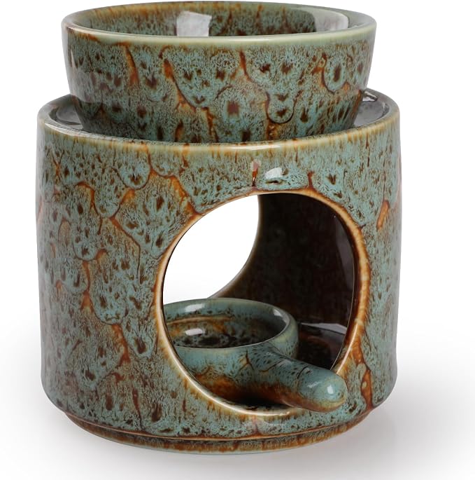 WD&CD Wax Melt Ceramic Oil Burner Green, Aroma Diffuser Essential Oil Burner - Image 6