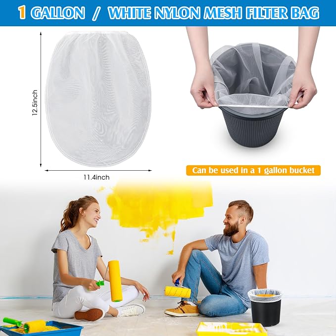 Boao 120 Pieces Paint Strainer Bags White Fine Mesh Filters Bag Bucket Elastic - Image 2