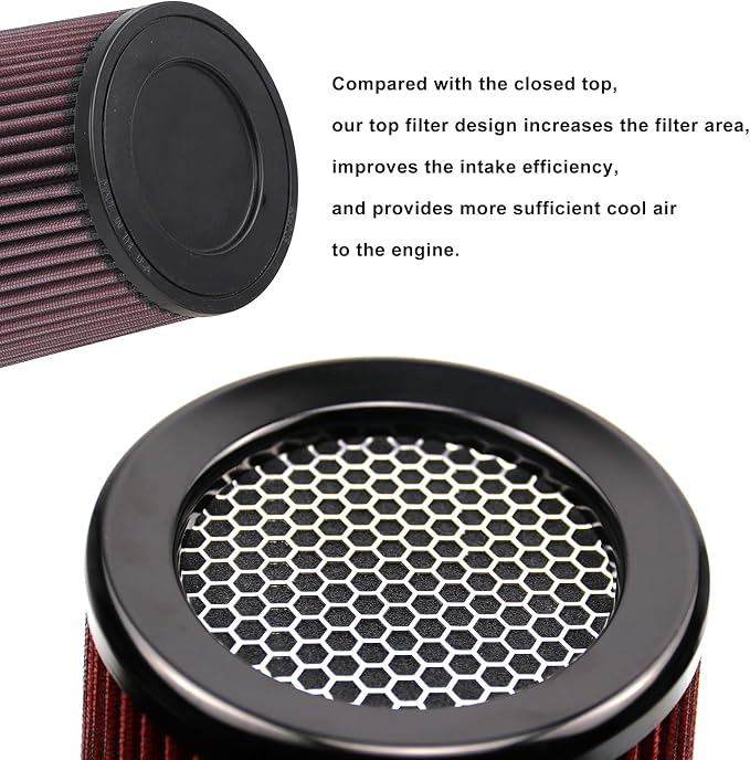 RYANSTAR RACING 76mm 3" High Flow Round Tapered Cone Cool Air Filter Cleaner - Image 5