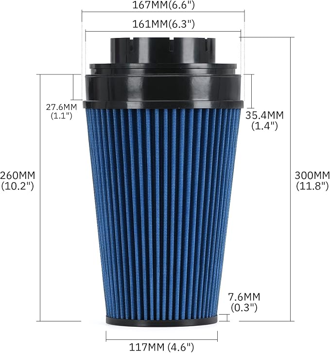 PTNHZ 4" Cold Air Intake Filter w/Heat Shield Kit Compatible - Image 5