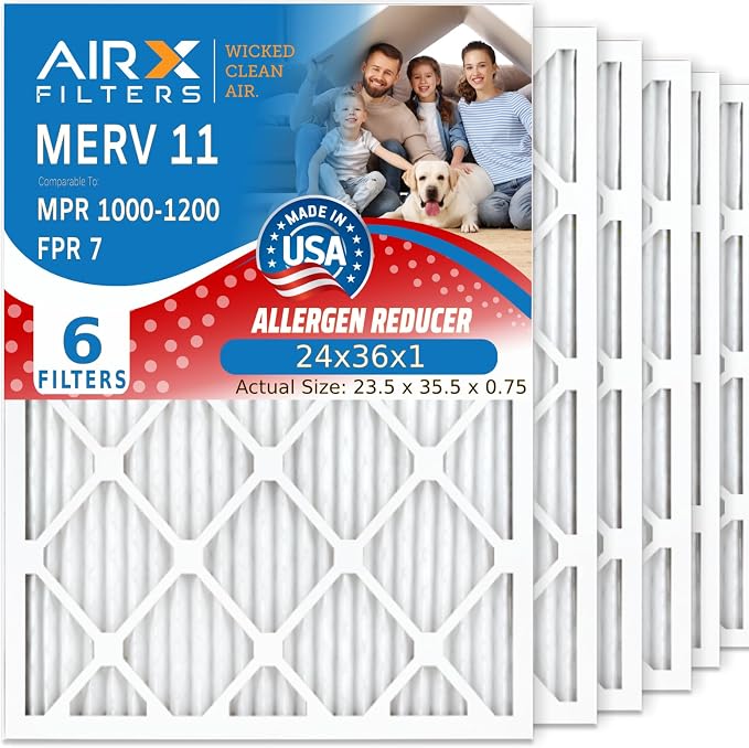 AIRX FILTERS WICKED CLEAN AIR. 24x36x1 Air Filter MERV 11 Electrostatic Pleated by AIRXFILTERSWICKEDCLEANAIR