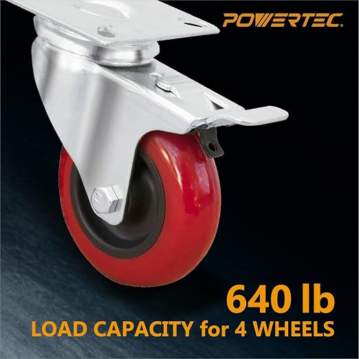 POWERTEC 3 Inch Swivel Caster Wheels Set of 4 - Image 3
