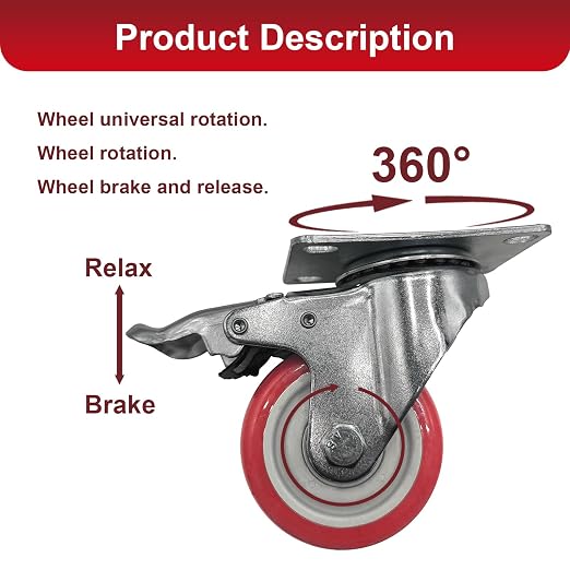8 Pcs 4 Inch Heavy Duty Casters, Lockable Swivel Bearing Caster - Image 5