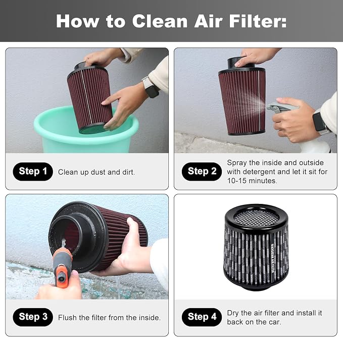 KYOSTAR Universal 3" High-Flow Air Filter, Reusable Cone Cold Air Intake - Image 5