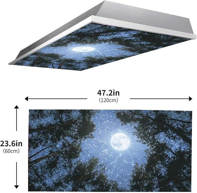 2 Pack Fluorescent Light Covers 4 X 2 Feet Night Forest Magnetic Light Cover - Image 3
