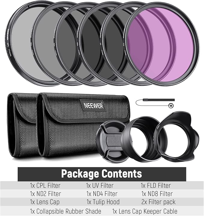 NEEWER 77mm ND2/4/8, UV/CPL/FLD Filter Kit - Image 8