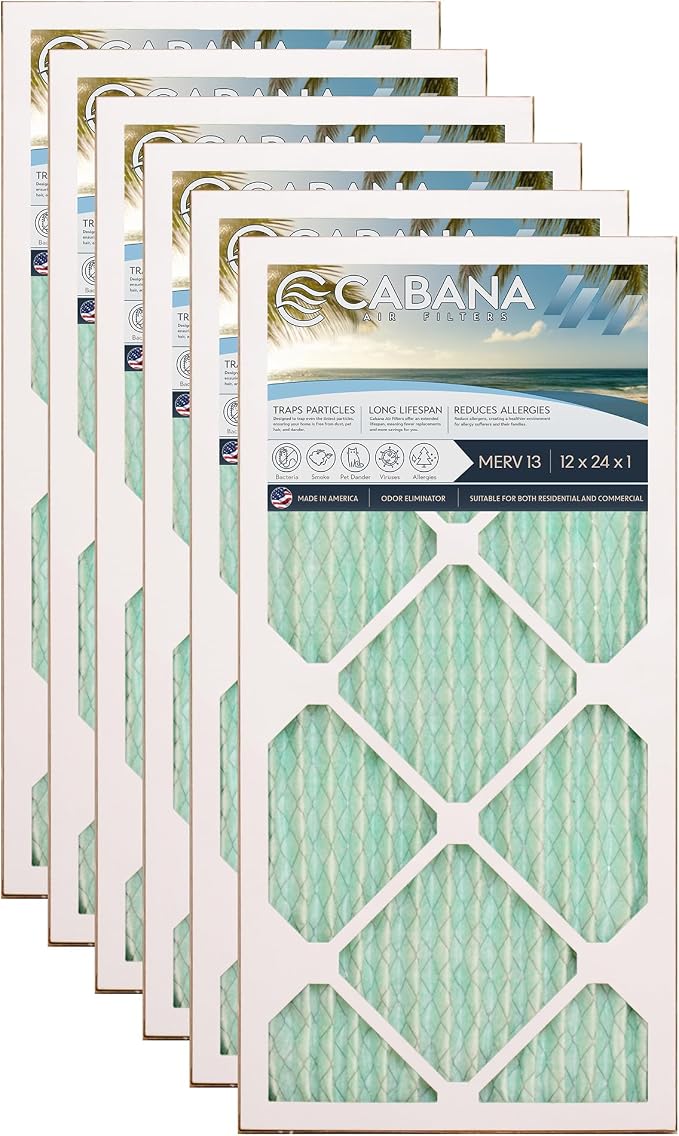 Cabana Filters 6-Pack 12x24x1 MERV 13 AC Furnace Air Filter by CabanaAirFilters
