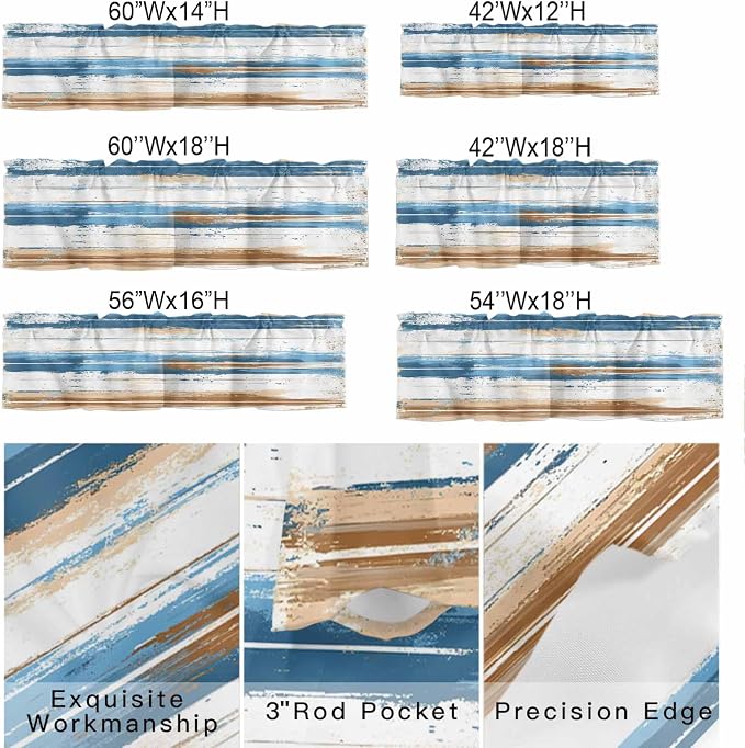 Vintage Blue Valances for Windows, 1 Panel - Image 9