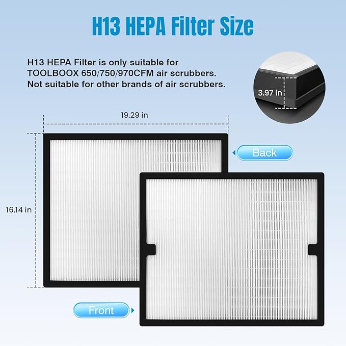 1 Pack HEPA Filter Replacement for TOOLBOOX 650/750/970CFM Air Scrubber - Image 3