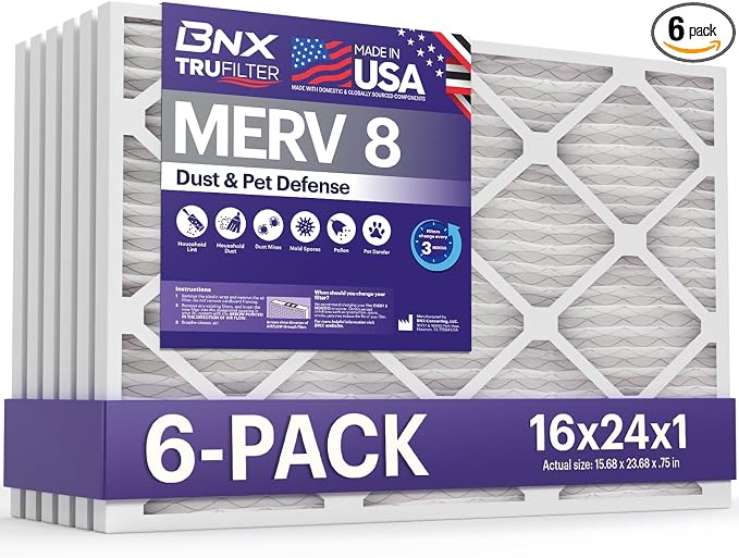 BNX TruFilter 16x24x1 Air Filter MERV 8 by BNX