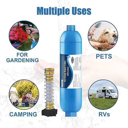 RV Inline Water Filter with Flexible Hose Protector, Certified by NSF to Reduce - Image 4