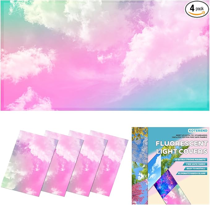 4 Pcs Light Covers, 2x4 Feet Magnetic Light Covers-Fluorescent Light Covers by Unknown