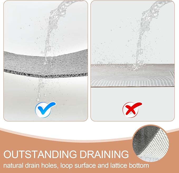 Joyhalo Anti Slip Shower Mat - 47'' x 16'' Non Slip Bath Mat for Elderly, PVC Loofah, Grey