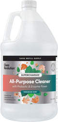 Clean Revolution SuperCharged All Purpose Cleaner, Refill Supply, Non-Toxic, Eco-Friendly & Plant-Based, Ready to Use, Geranium Mint, 128 Fl Oz