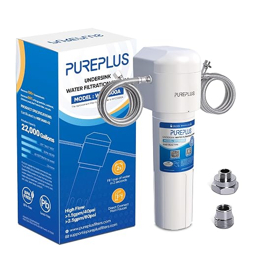 PUREPLUS Under Sink Water Filter System, 22000 Gallons, 99.99% Chlorine by PUREPLUS