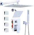 Enga Dual Shower Head System with Body Jets, 12"+ 6" Wall Mounted Dual Rain Shower Faucet with Valve Kit, Chrome