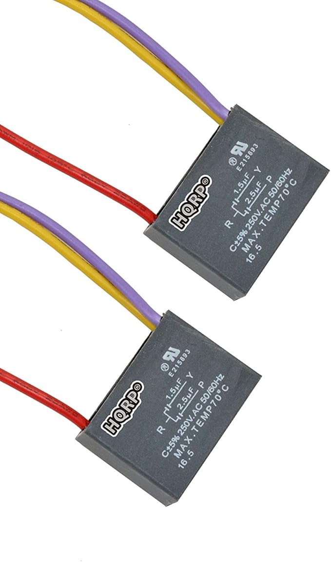 HQRP 2-Pack Ceiling Fan Capacitor CBB61 1.5uf+2.5uf 3-Wire UL Listed by HQRP