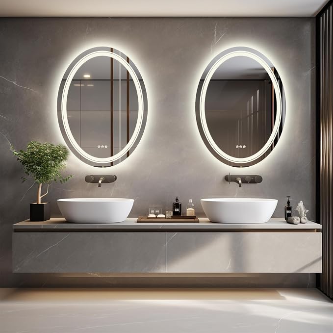 LUVODI Lighted LED Bathroom Mirror: 28”x20” Oval Wall Mounted Makeup Mirror - Image 4
