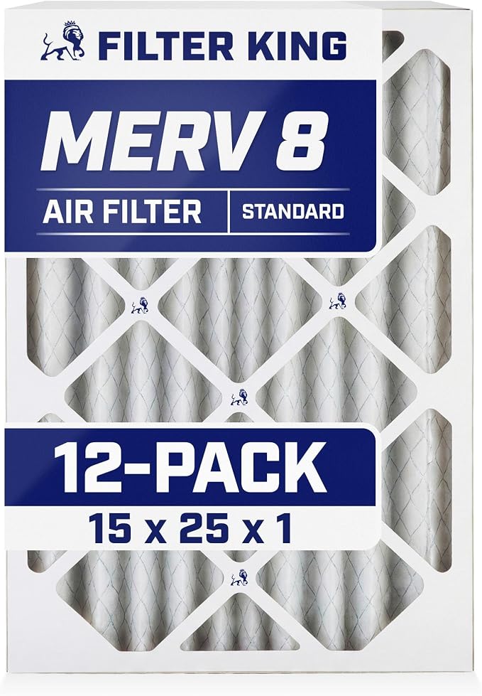 Filter King 15x25x1 Air Filter | 12-PACK | MERV 8 HVAC Pleated A/C Furnace by FilterKing