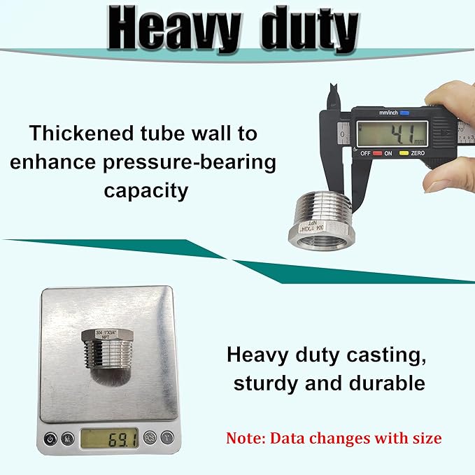 3/4" NPT Male to 1/4" NPT Female Hex Bushing Reducer, 304 Stainless Steel NPT - Image 6