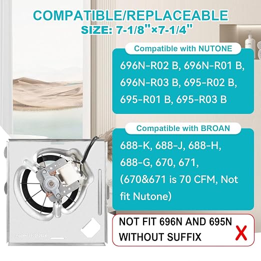【Upgrade Pure Copper】 696N-R02 B Unit 50CFM Fan, Compatible - Image 2