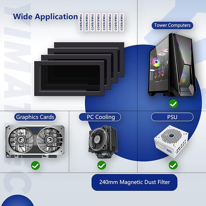 Dust Filter PC 240mm for Computer Cooler/PSU/Routers Nylon 80 Mesh, Magnetic - Image 6
