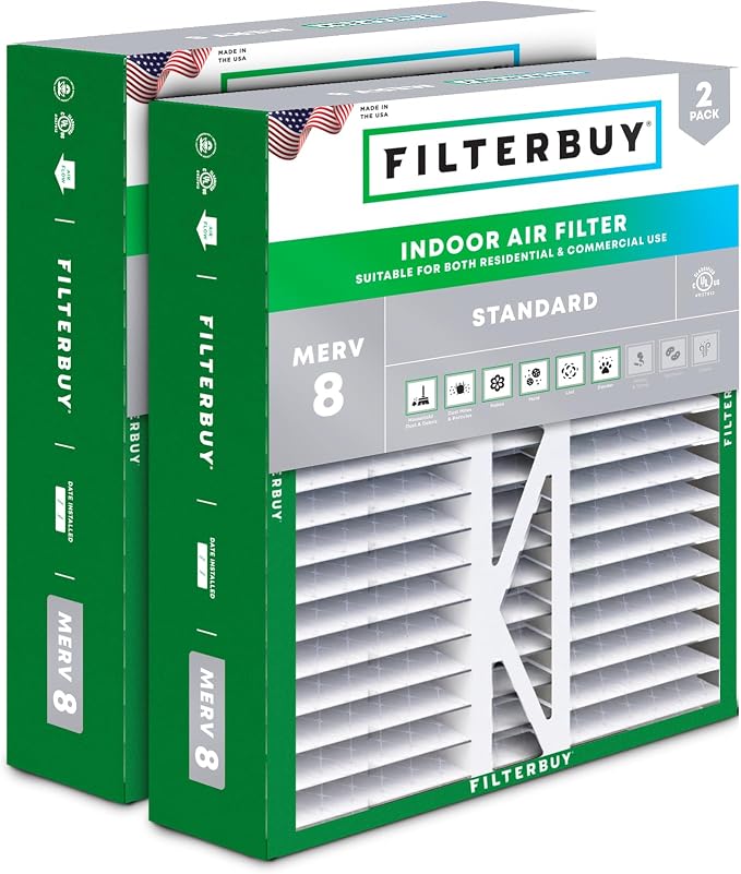 Filterbuy 16x22x5 Air Filter MERV 8 Essential Dust & Allergy Defense, Pleated by Filterbuy