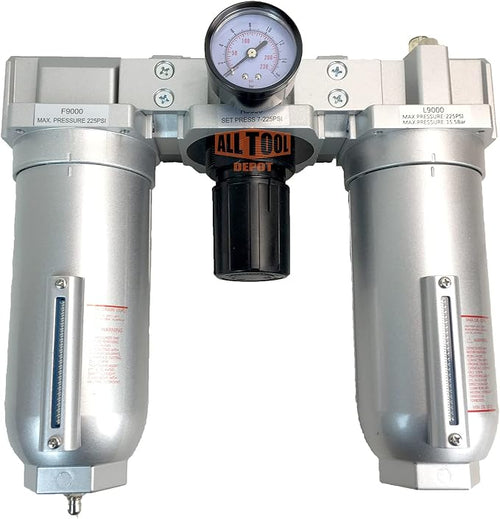 1" NPT SUPER DUTY Compressed Air In Line Filter Regulator Lubricator Oiler Combo by AllToolDepot