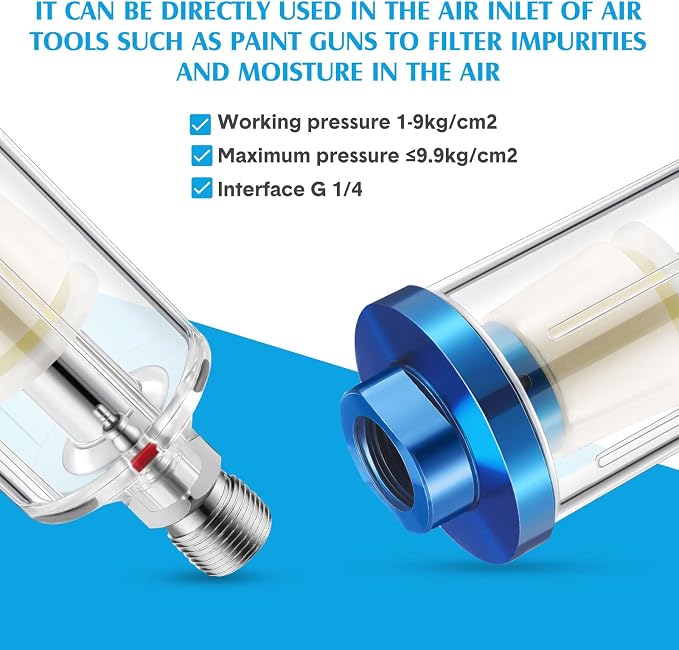 Pack of 6 Small Water Oil Separator Filter 1/4 Inch NPT Inlet and Outlet Air - Image 4
