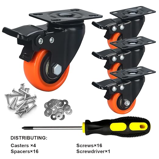 2" Caster Wheels Set of 4, Heavy Duty - Image 2