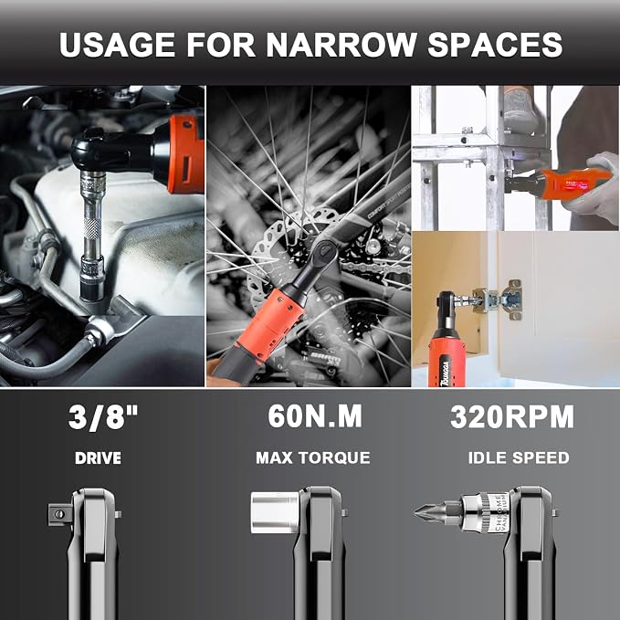3/8" Cordless Electric Ratchet Wrench Set, 12V Power Ratchet Tool Kit - Image 2