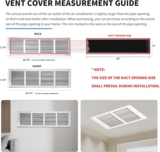 Return Air Grill 24x6, Air Return Vent Cover, Flat Vent Cover, Rejillas De Aire - Image 4