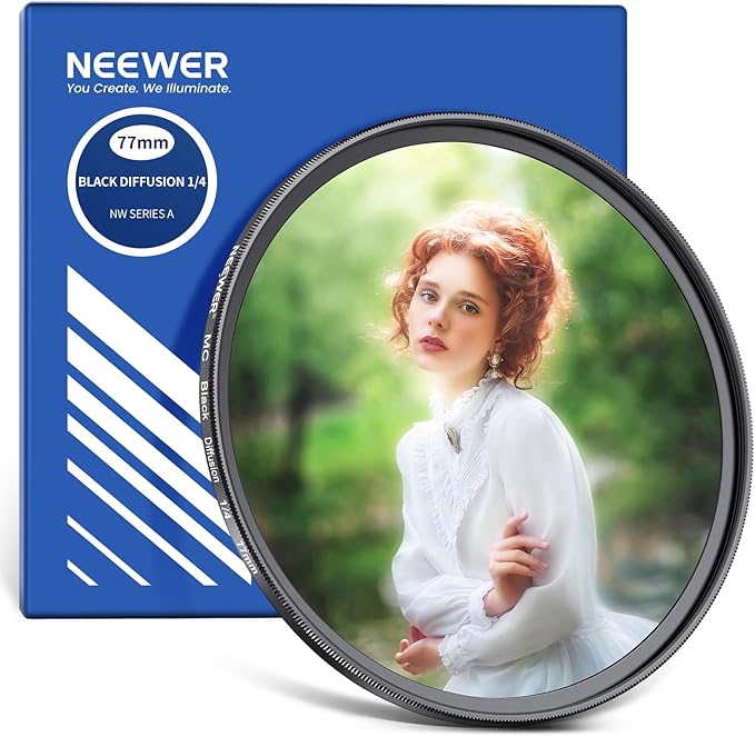 NEEWER 77mm Black Diffusion 1/4 Filter Dreamy Soft Cinematic Effect Filter by Neewer